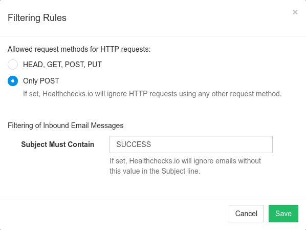 Setting filtering rules